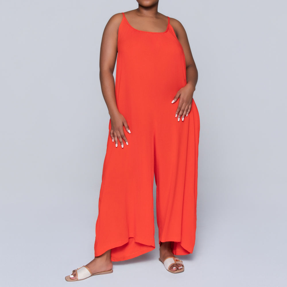 Strappy Terracotta Viscose Jumpsuit