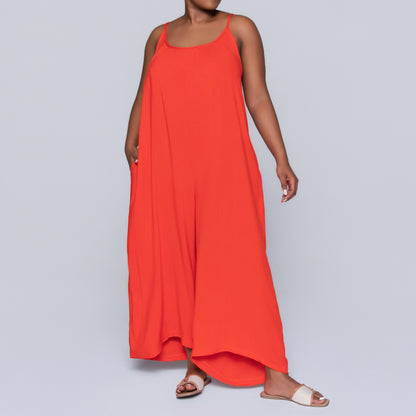Strappy Terracotta Viscose Jumpsuit