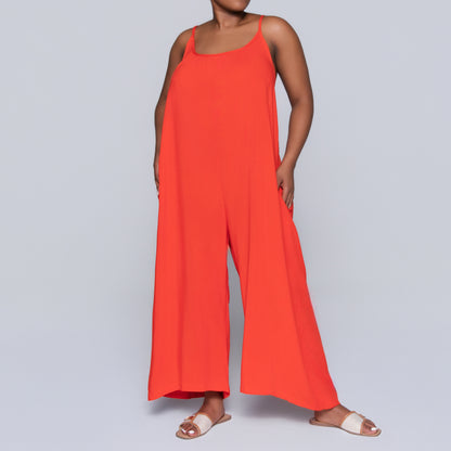 Strappy Terracotta Viscose Jumpsuit