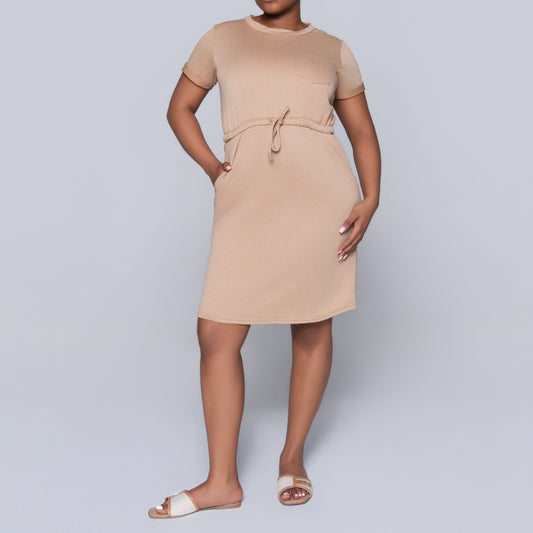 Camel Short Sleeve Dress