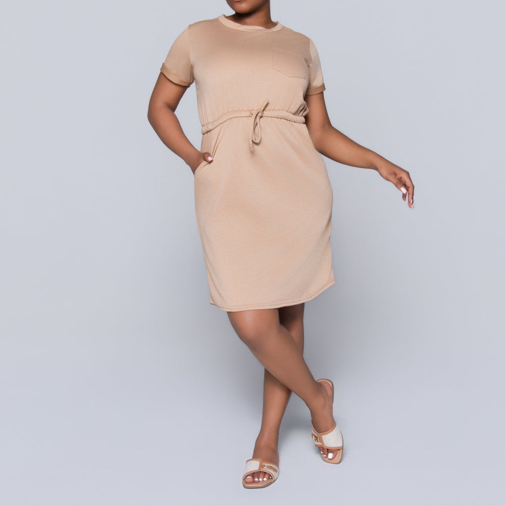 Camel Short Sleeve Dress