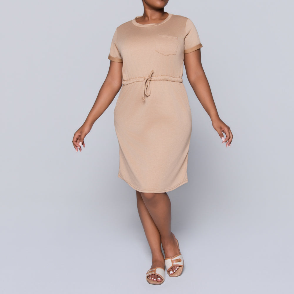 Camel Short Sleeve Dress