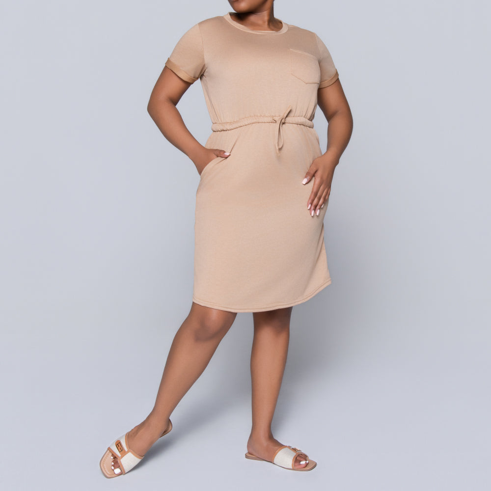 Camel Short Sleeve Dress