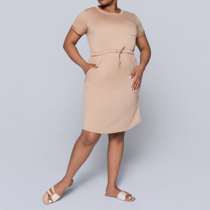 Camel Short Sleeve Dress