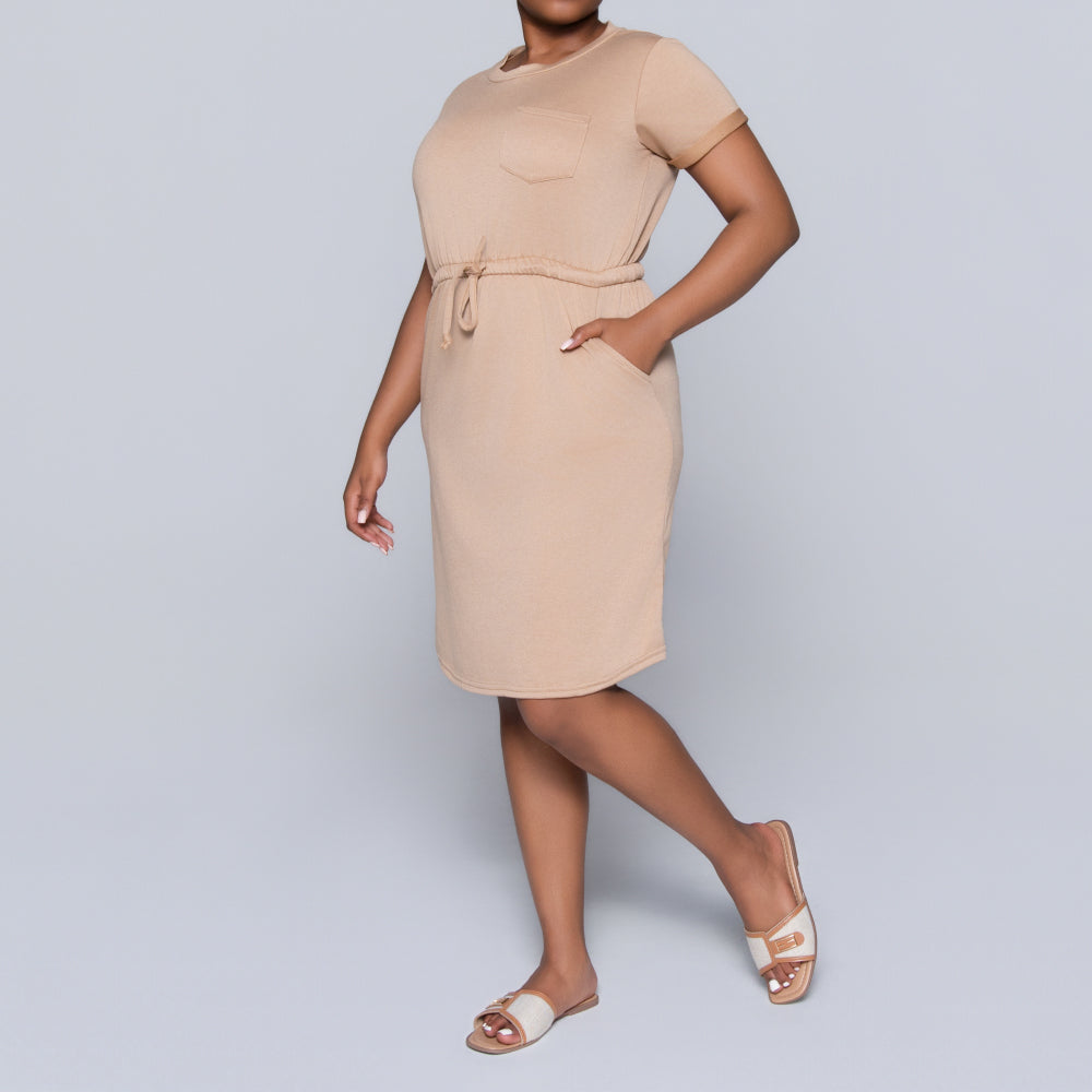 Camel Short Sleeve Dress