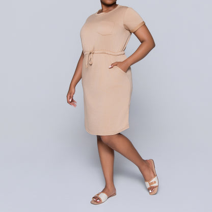 Camel Short Sleeve Dress
