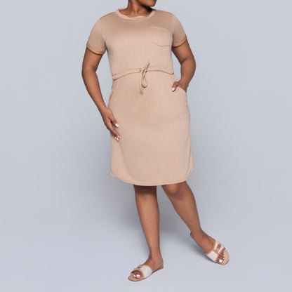 Camel Short Sleeve Dress