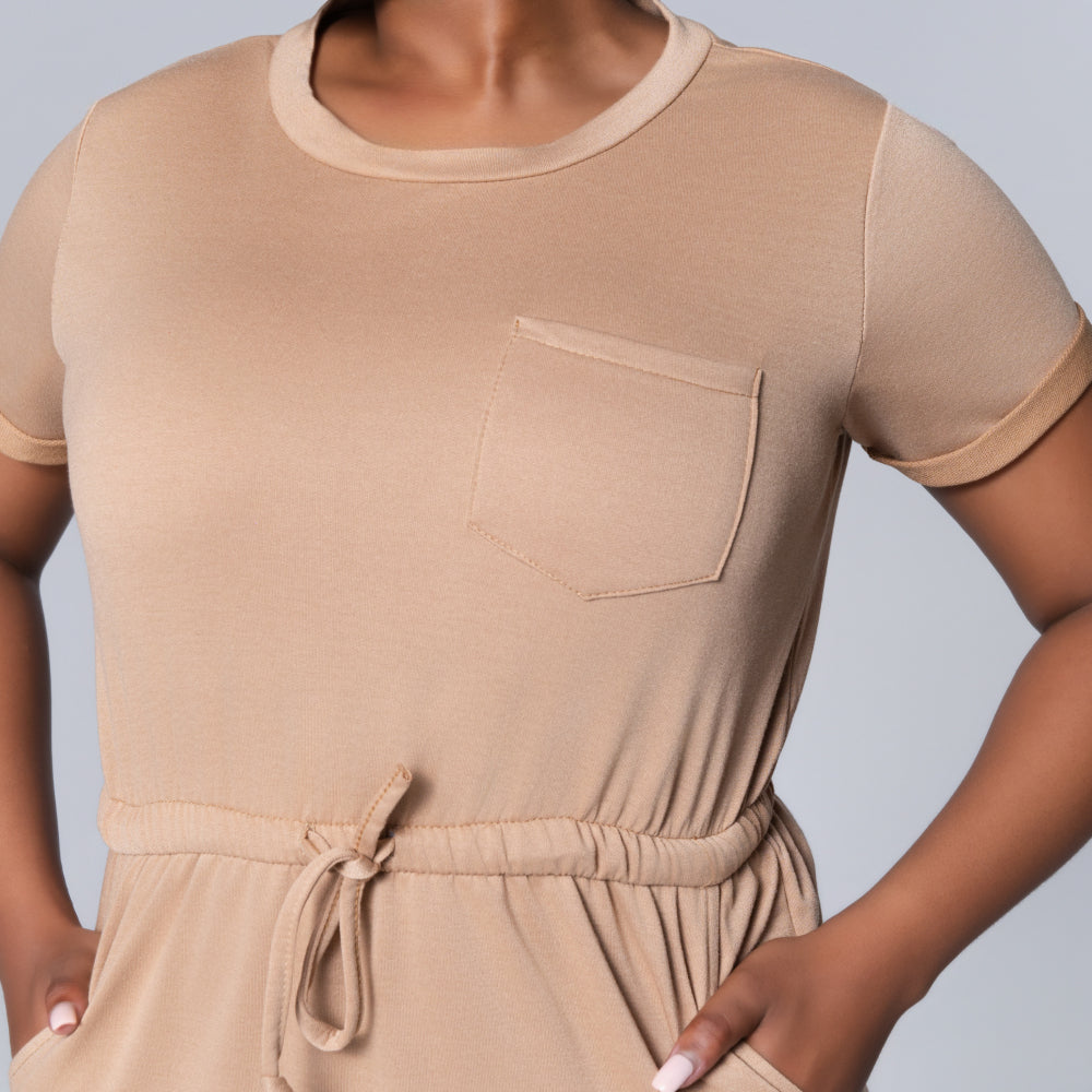 Camel Short Sleeve Dress