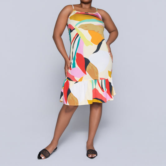 Printed Strappy Tiered Dress