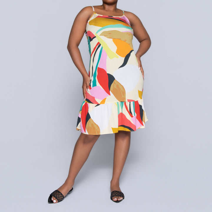 Printed Strappy Tiered Dress