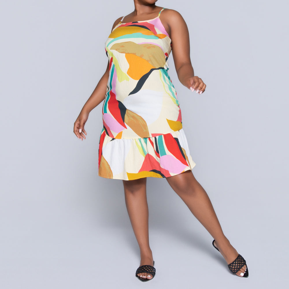 Printed Strappy Tiered Dress