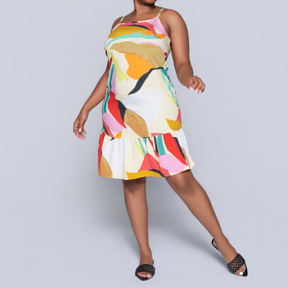 Printed Strappy Tiered Dress