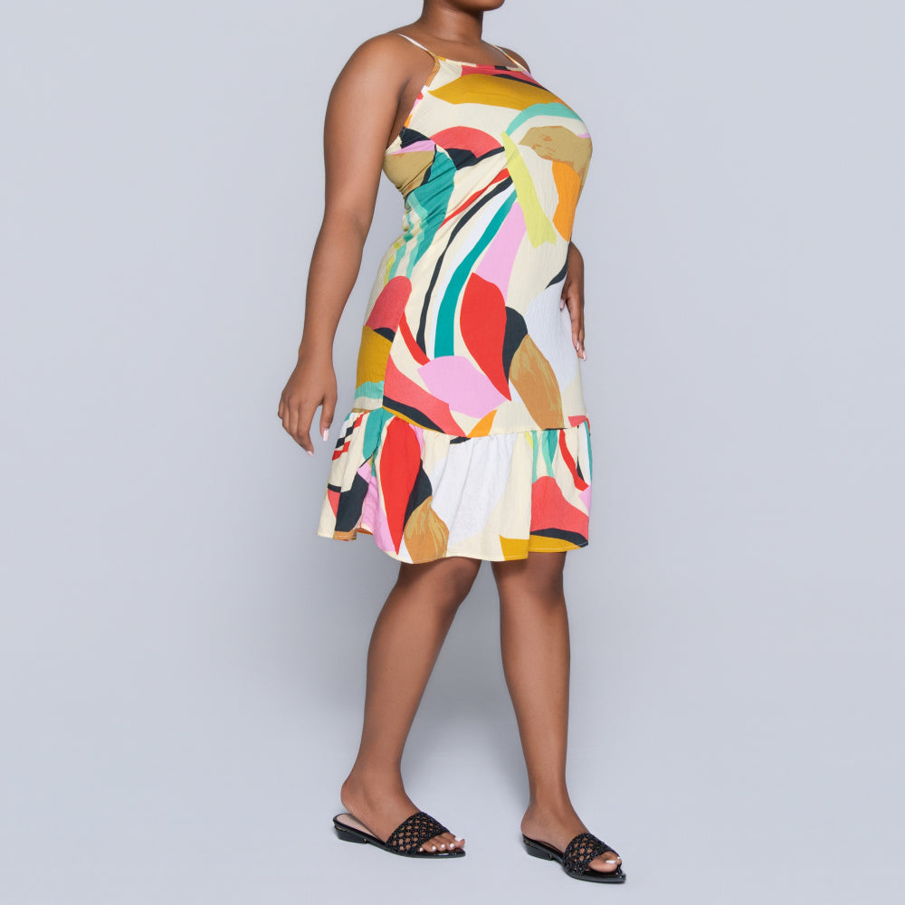 Printed Strappy Tiered Dress