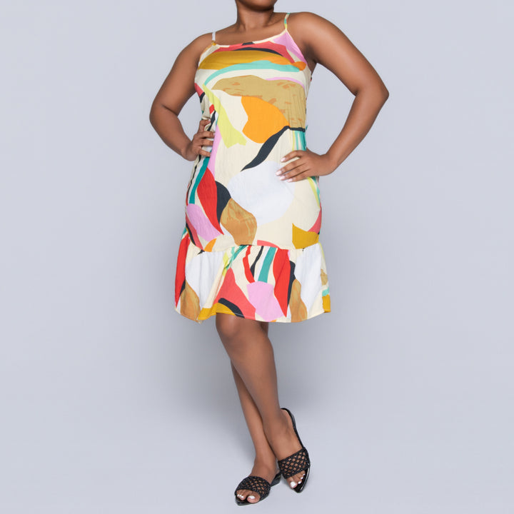 Printed Strappy Tiered Dress