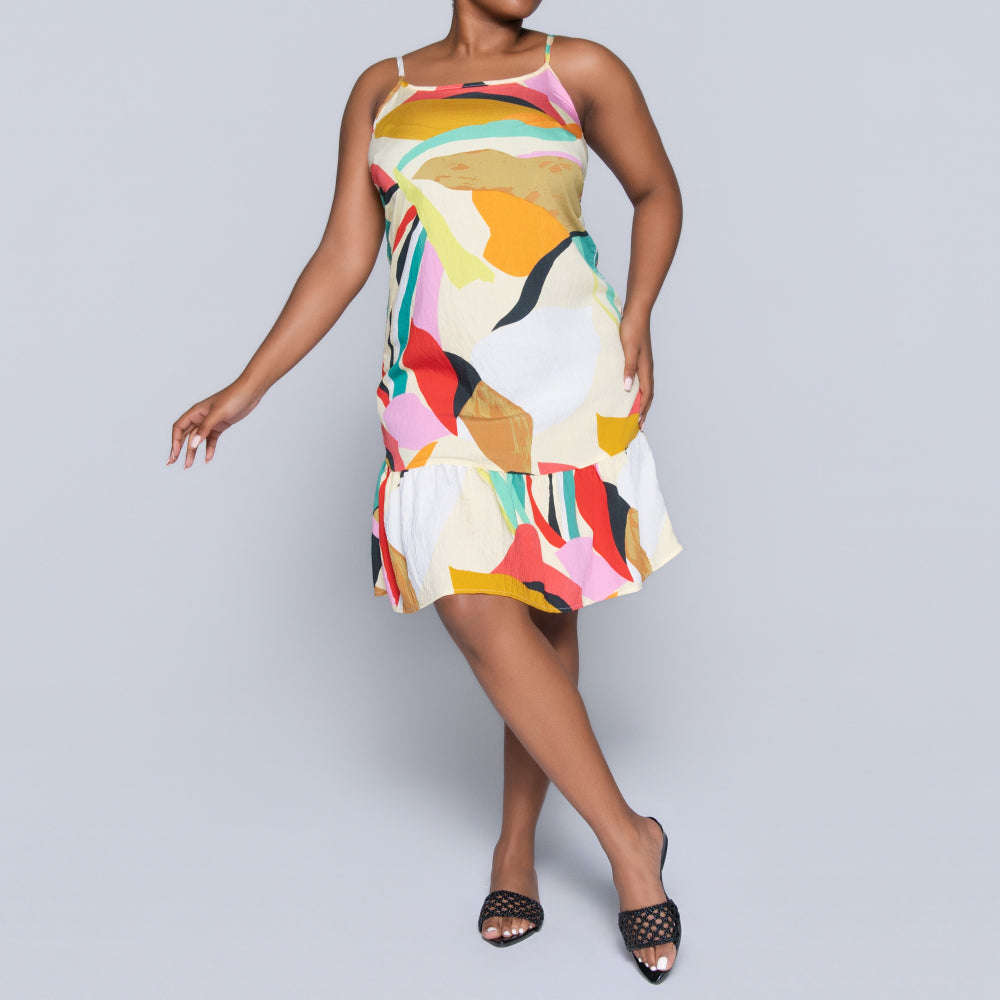 Printed Strappy Tiered Dress