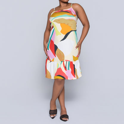 Printed Strappy Tiered Dress