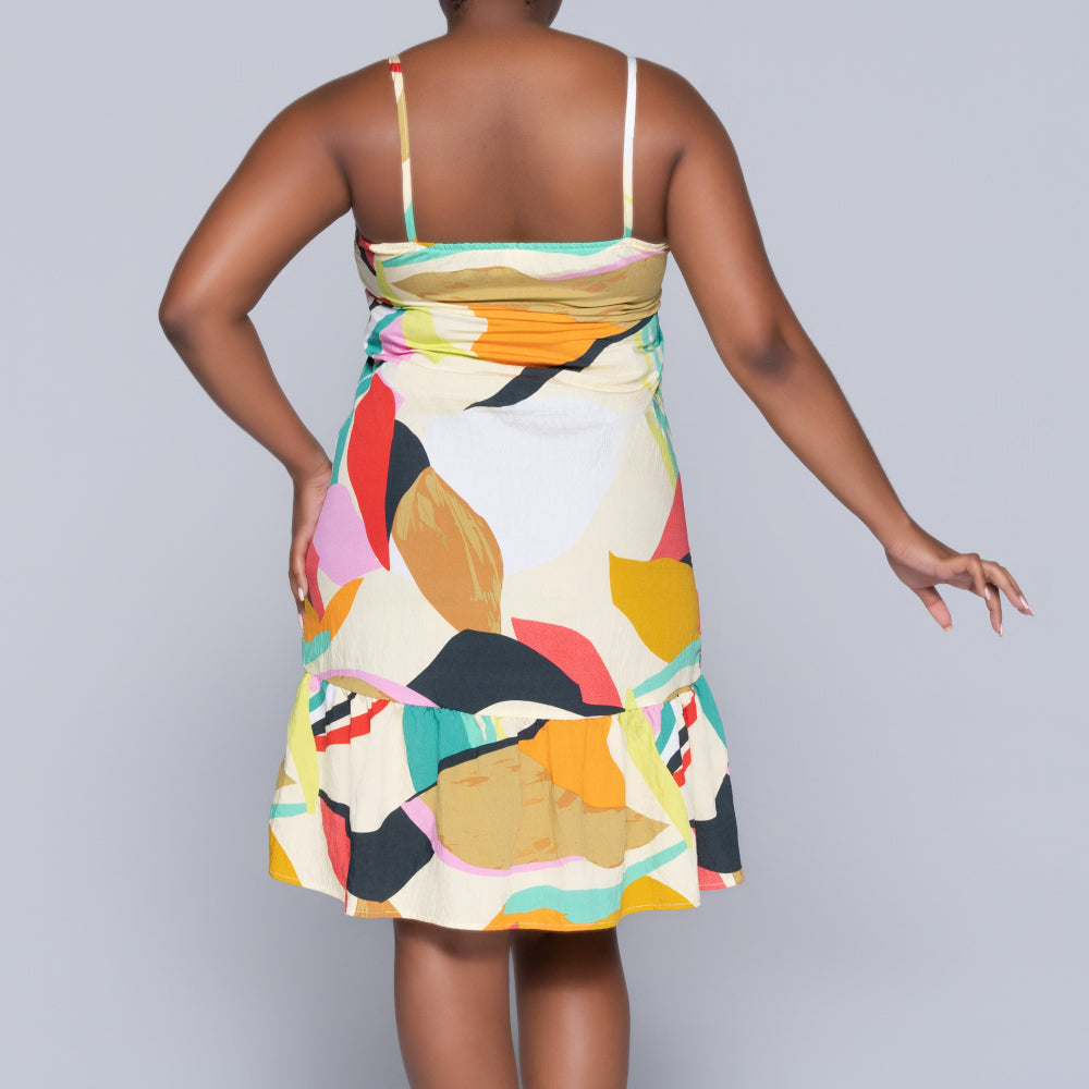 Printed Strappy Tiered Dress