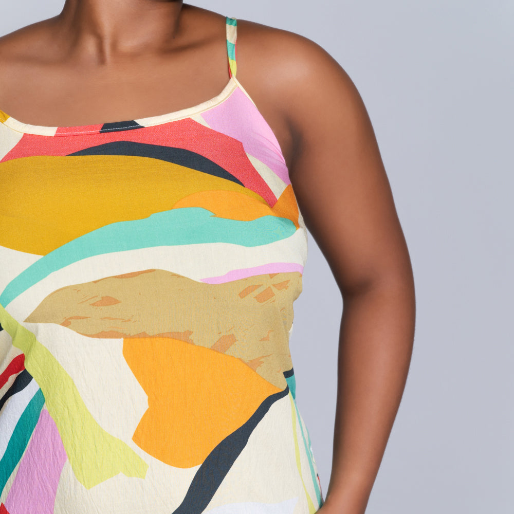 Printed Strappy Tiered Dress