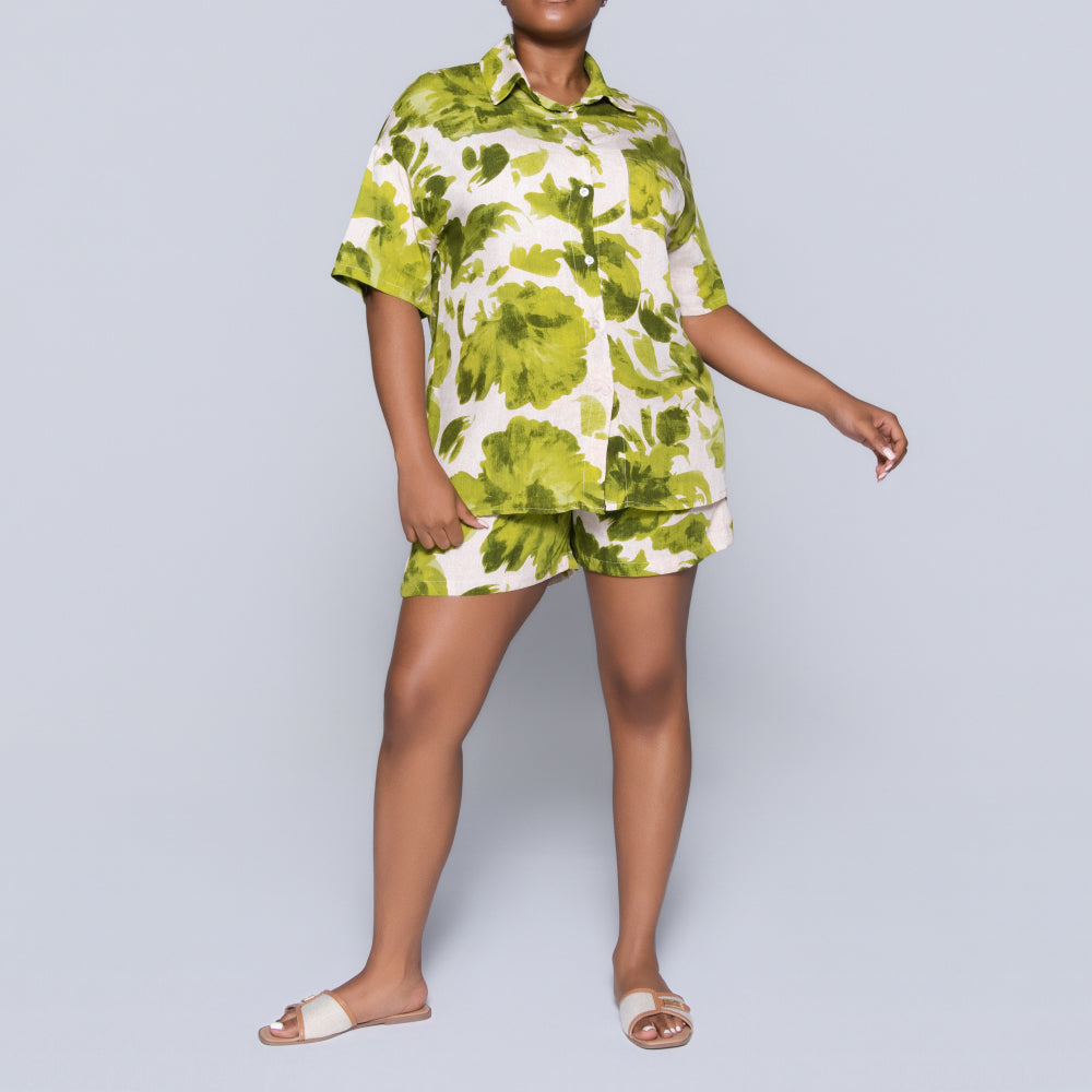 Green Printed Shorts