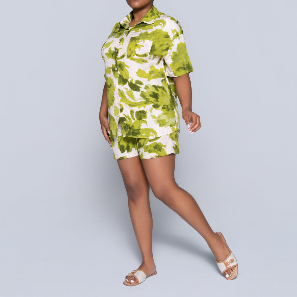 Green Printed Shorts