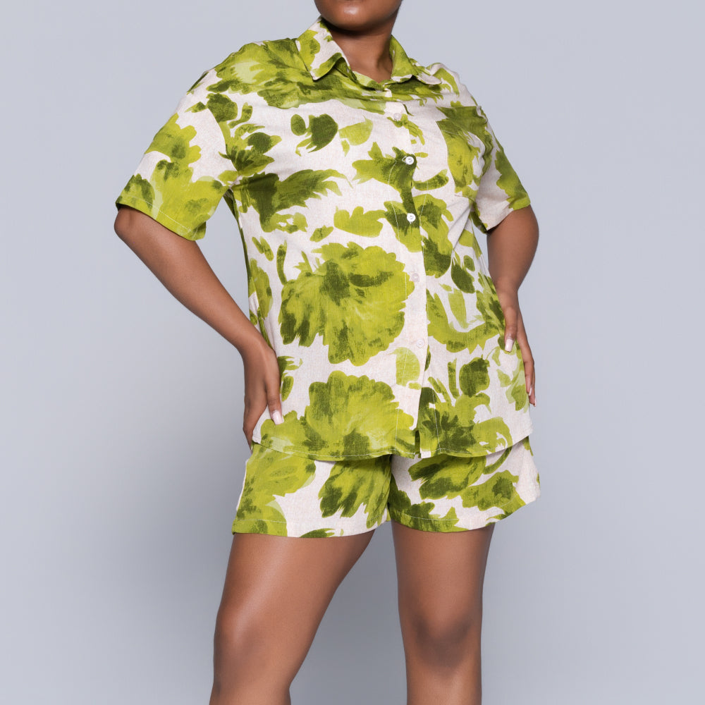 Green Printed Shorts