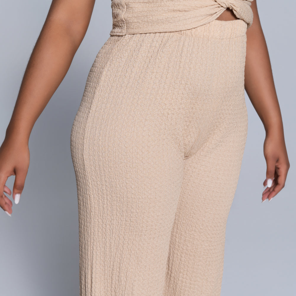 Stone Crinkle Knit Top And Pants Set