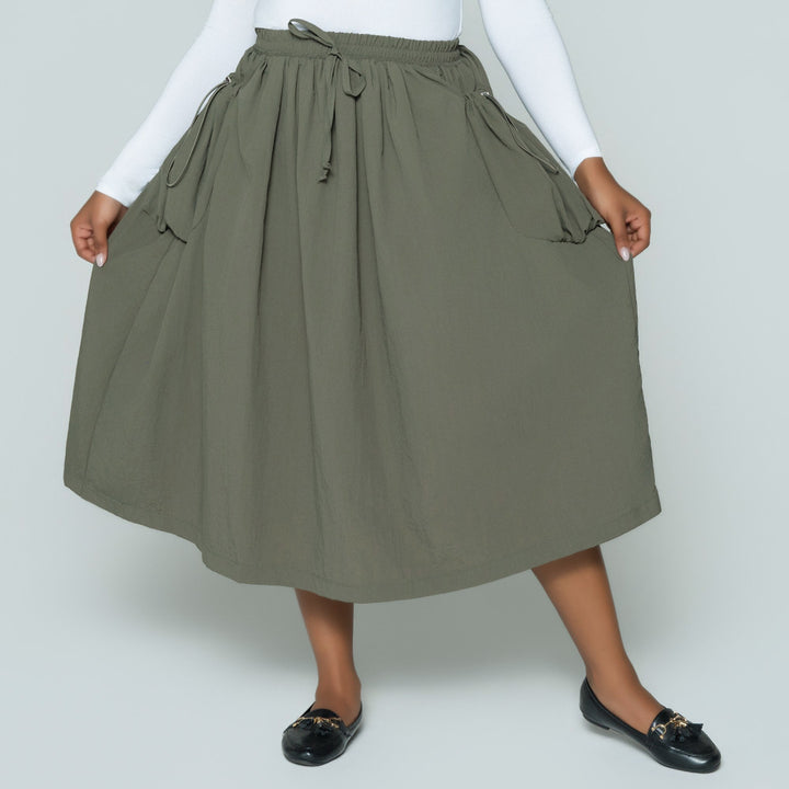 Olive Cargo Teslon Pocket Edit Skirt
