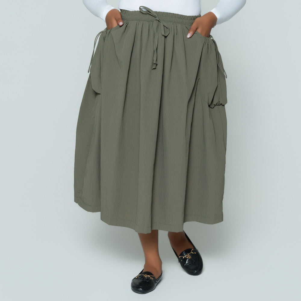 Olive Cargo Teslon Pocket Edit Skirt