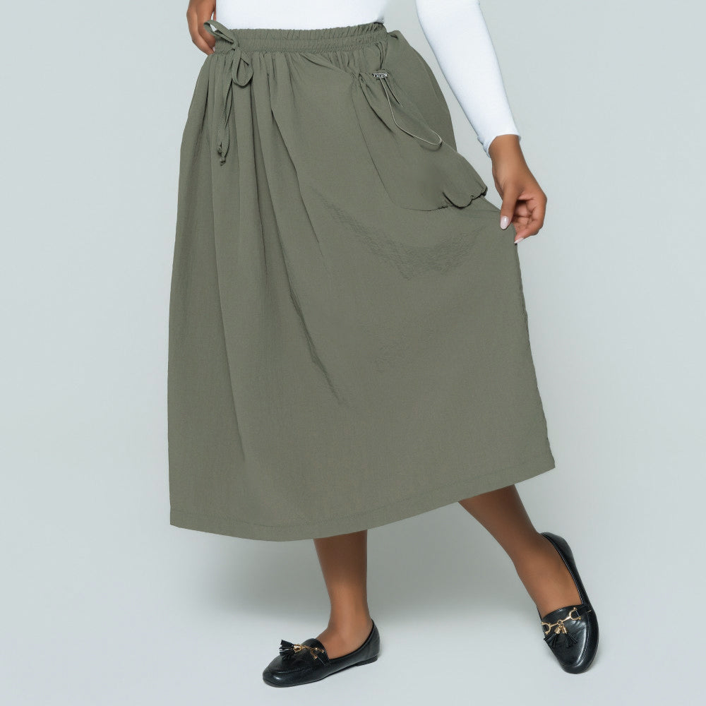 Olive Cargo Teslon Pocket Edit Skirt