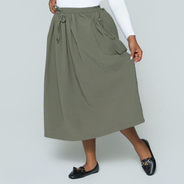 Olive Cargo Teslon Pocket Edit Skirt