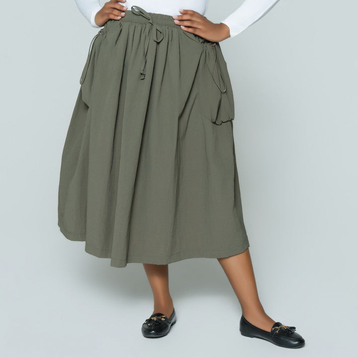 Olive Cargo Teslon Pocket Edit Skirt