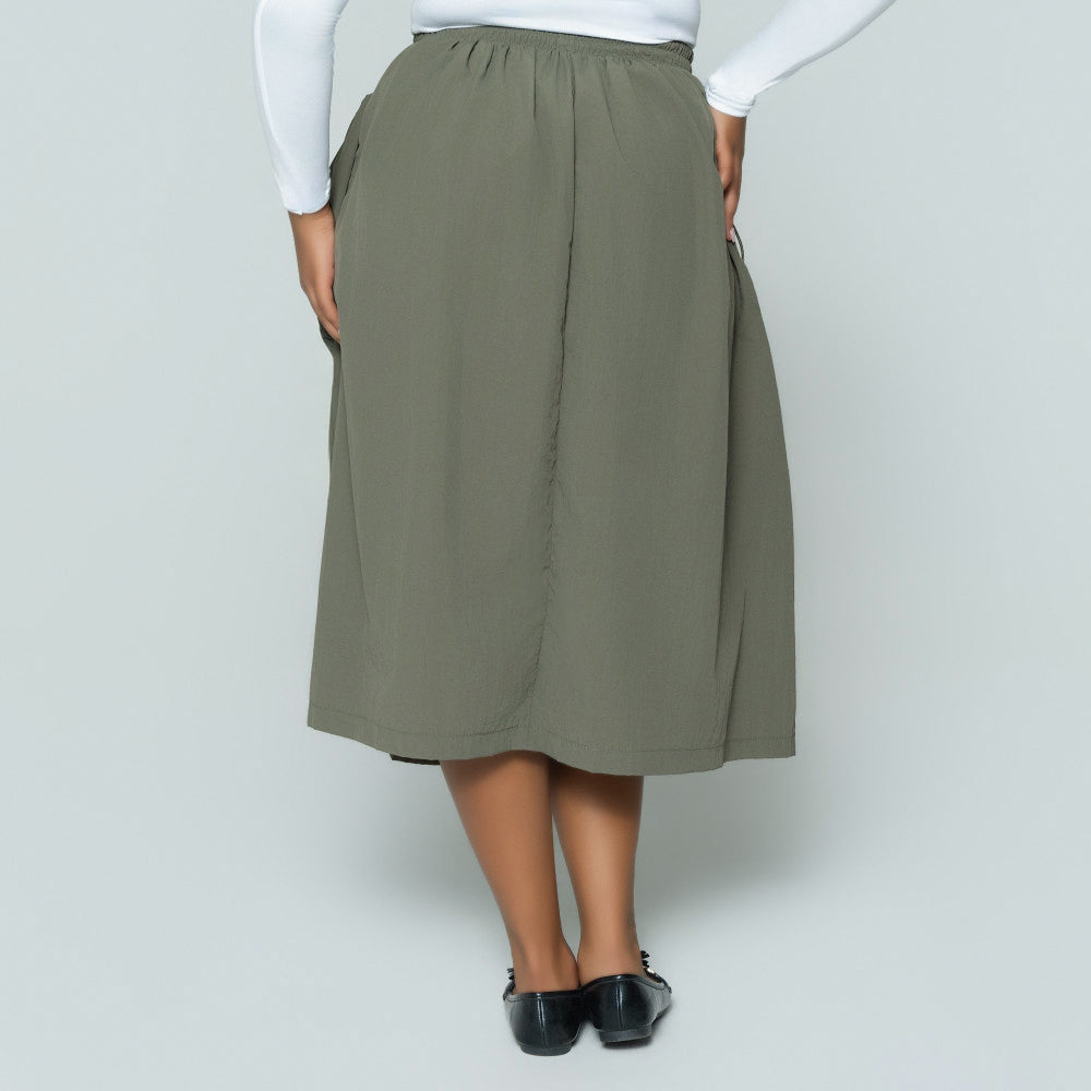 Olive Cargo Teslon Pocket Edit Skirt