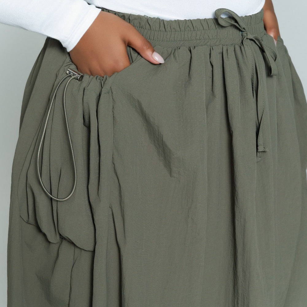 Olive Cargo Teslon Pocket Edit Skirt