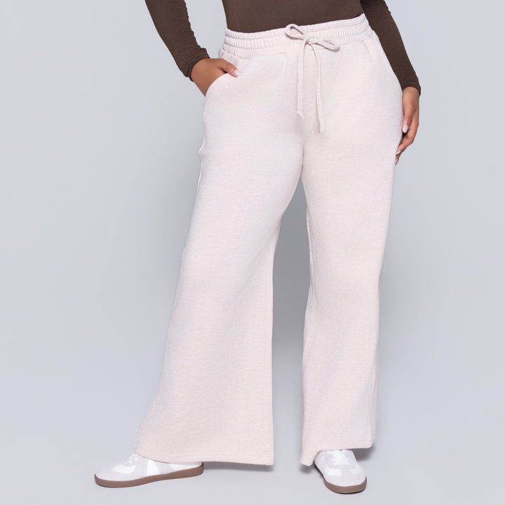 Oatmeal Wide Leg Track Pants