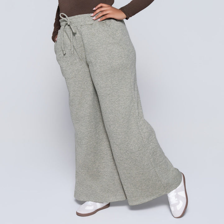 Olive Wide Leg Track Pants