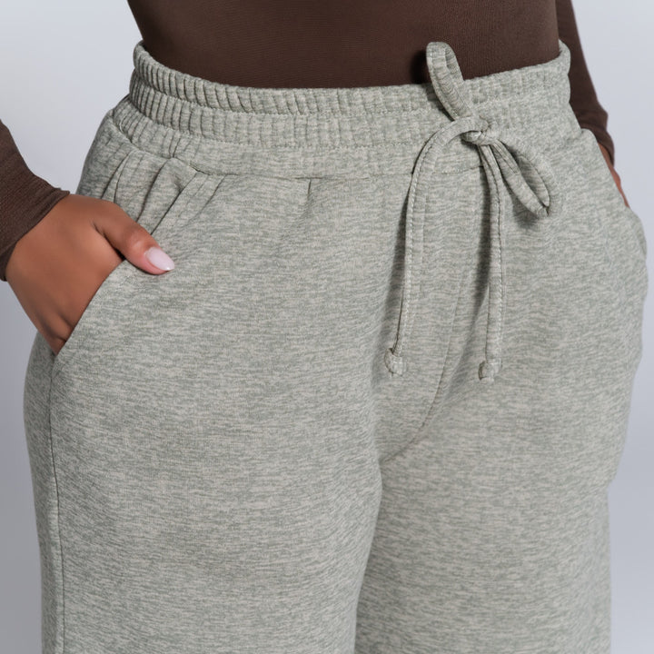 Olive Wide Leg Track Pants