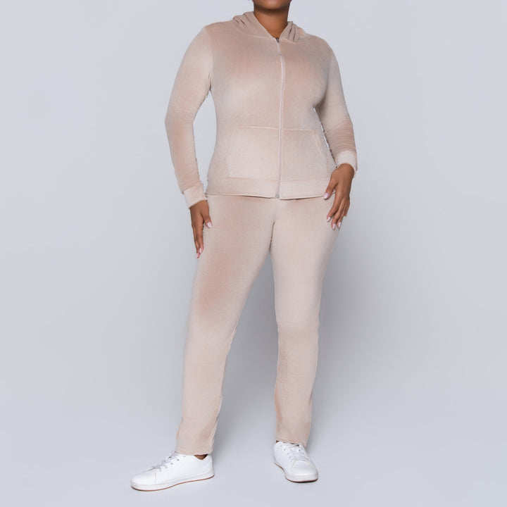 Stone  Supersoft Velour Hooded Tracksuit Set