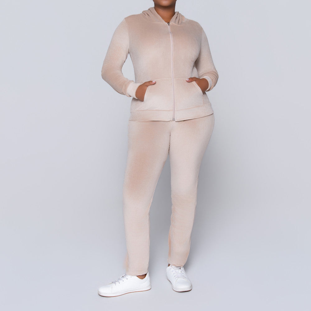 Stone  Supersoft Velour Hooded Tracksuit Set