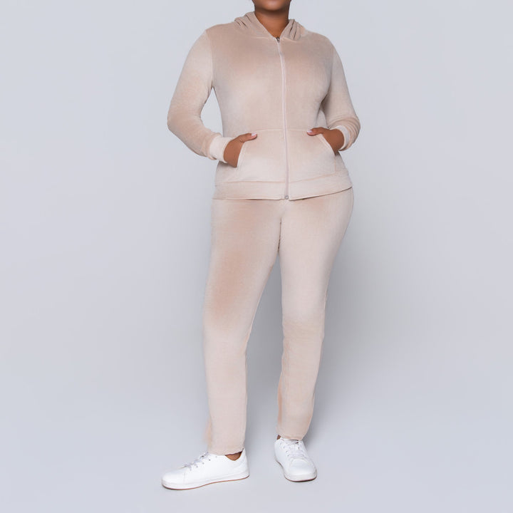 Stone  Supersoft Velour Hooded Tracksuit Set