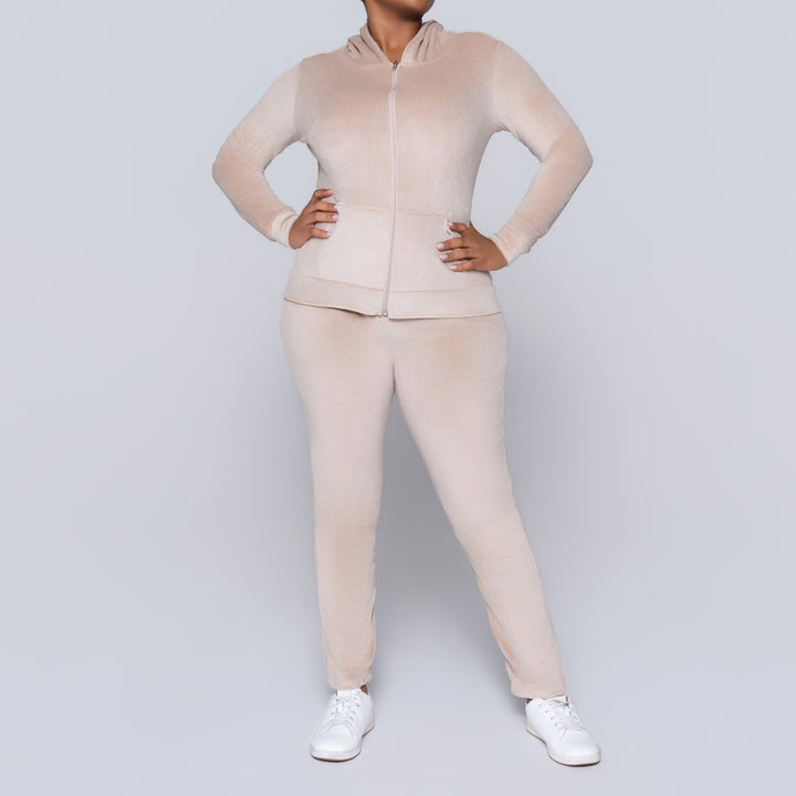 Stone  Supersoft Velour Hooded Tracksuit Set
