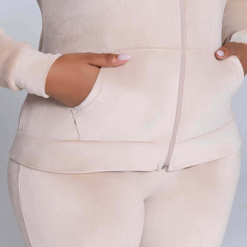 Stone  Supersoft Velour Hooded Tracksuit Set