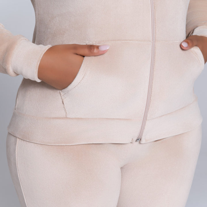 Stone  Supersoft Velour Hooded Tracksuit Set