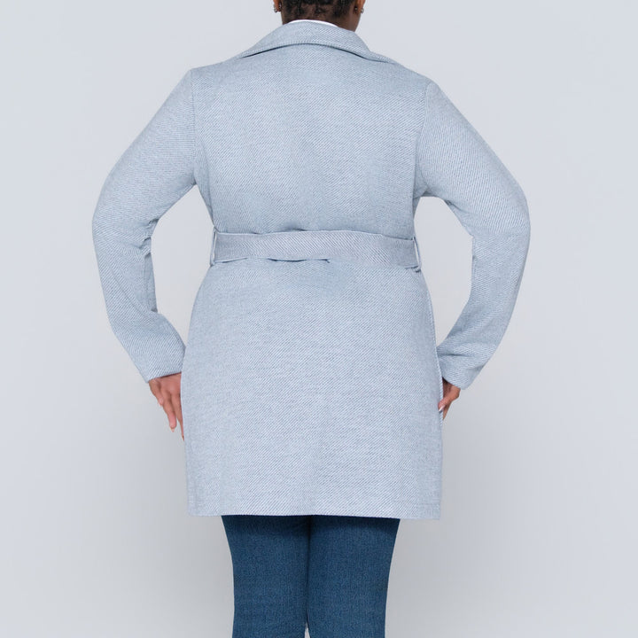 Light Grey Tie-Belt Melton Jacket