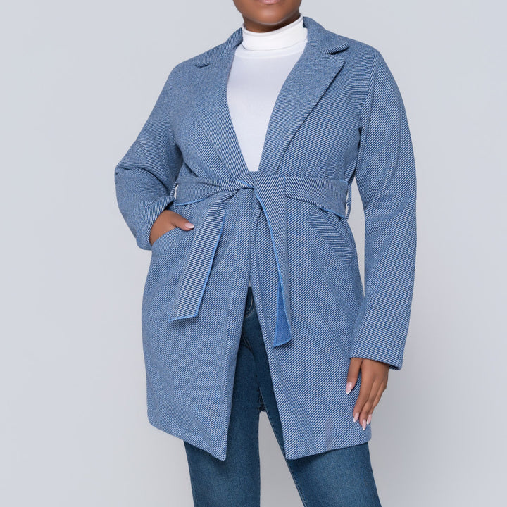 Navy Tie-Belt Melton Jacket