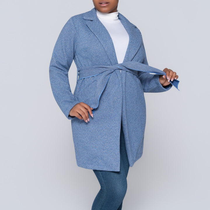 Navy Tie-Belt Melton Jacket