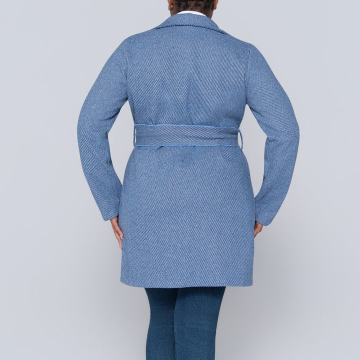 Navy Tie-Belt Melton Jacket