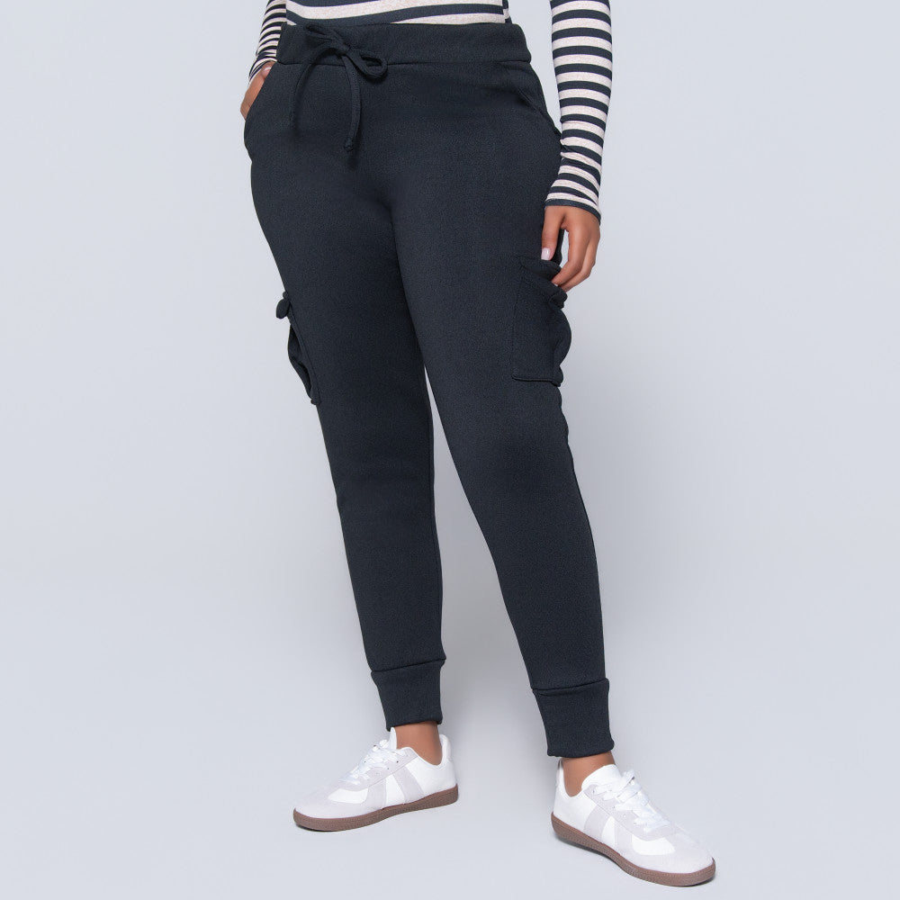 Black Pocket Edit Cargo Joggers