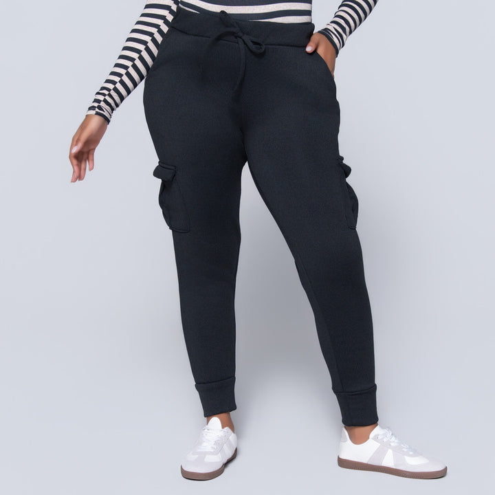 Black Pocket Edit Cargo Joggers
