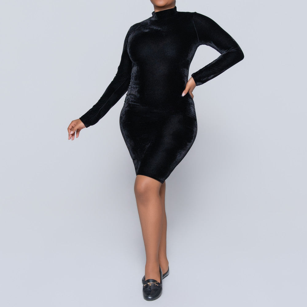 fashion world ladies black dresses Long Sleeve Black Velour Dress Fashion World ZA