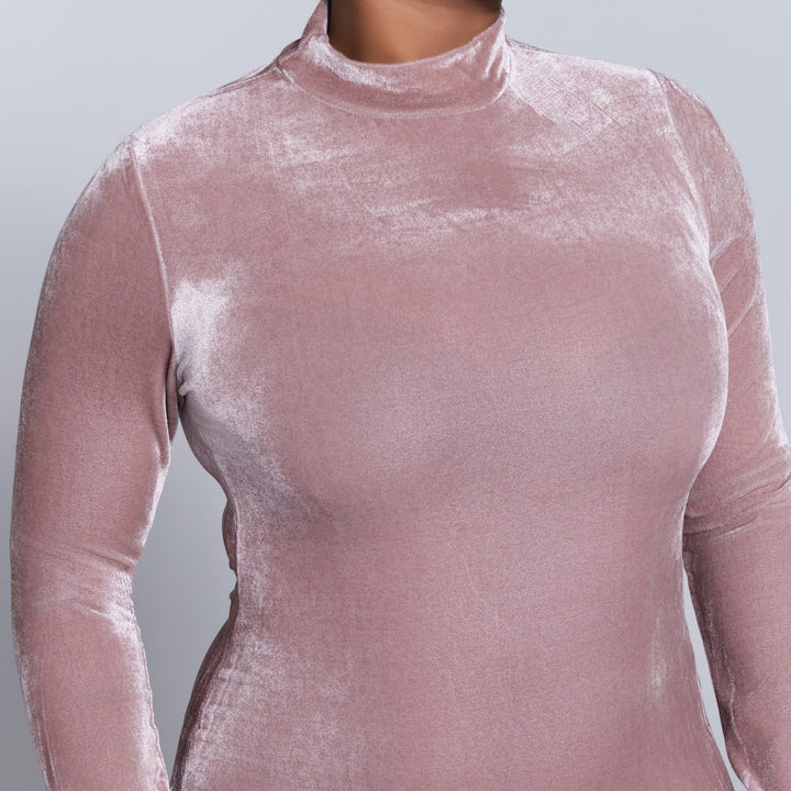 Long Sleeve Mauve Velour Dress